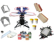 1 Set of Screen Printing Kit 4Color Mesh Stretching Combination Manaul Press Kit