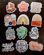 STICKERS x 12 Positive Affirmation Know Your Worth Rainbows Boho 23Z4