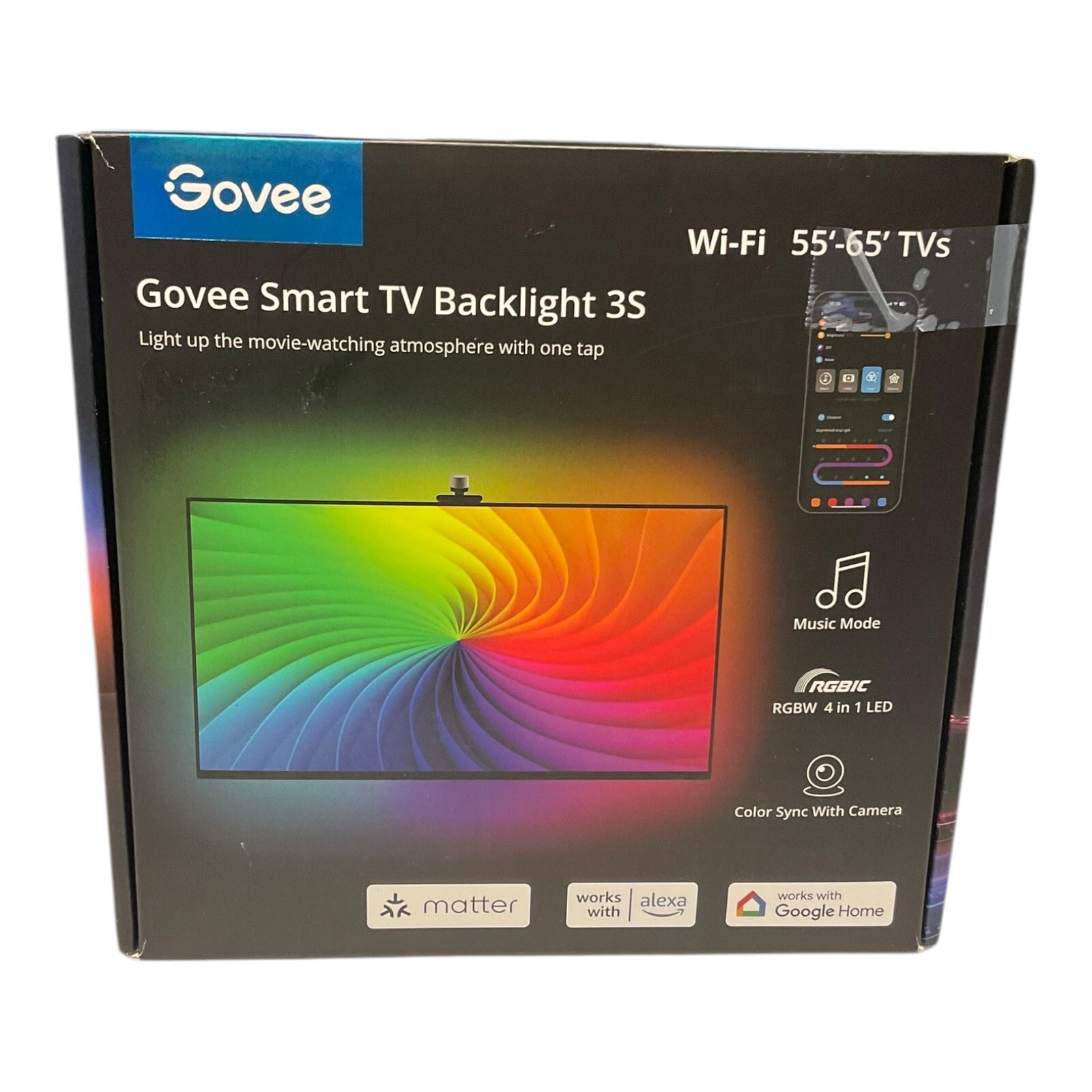 Govee Smart TV Backlight 3S with Camera Sync Color Changing LED H6098 New Sealed-image