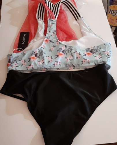 NWT Womens 2 Piece Sheshow Netted Tankini Bathing Swimming Suit Set XXL - Picture 2 of 11