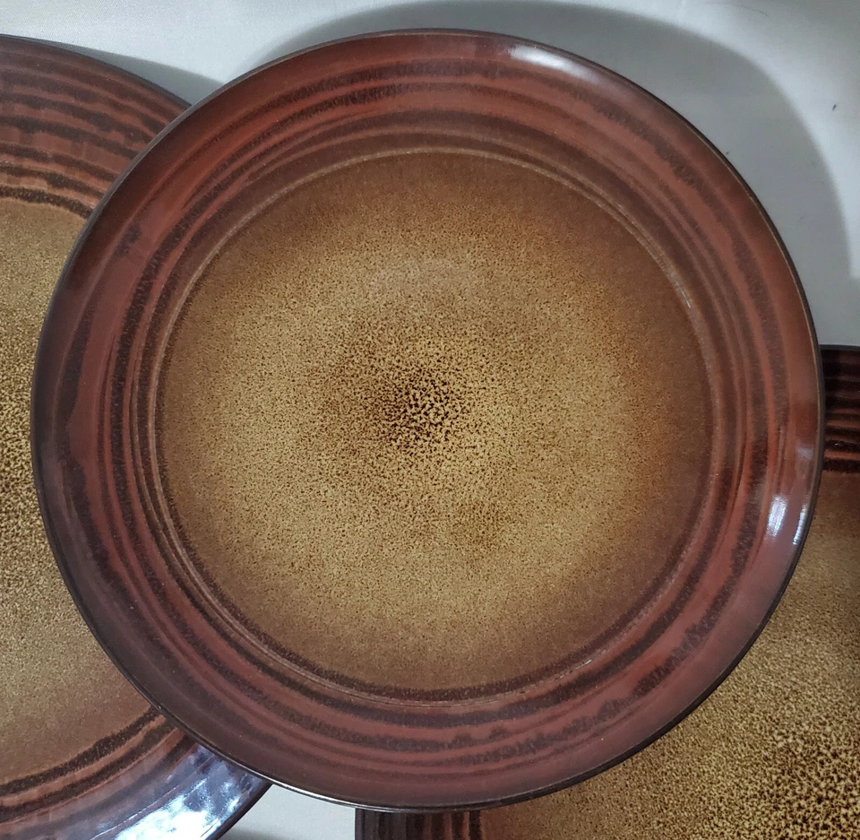 ROSCHER (2) Cena (2) Platos de Ensalada OAK HILL marrón reactivo gres esmaltado NUEVO Foto 4 de 4