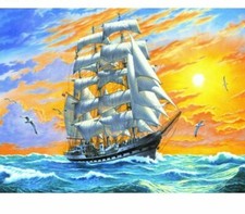Paint By Numbers Adults kids Sailboat On Ocean DIY Painting Kit 40x50CM Canvas