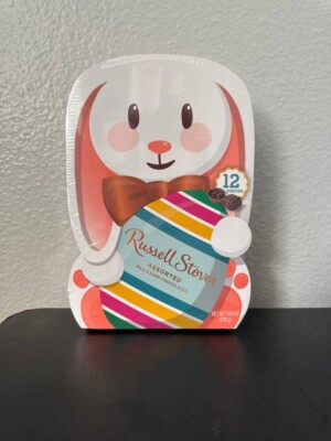 Russell Stover ASSORTED Milk & Dark 12-Chocolates Easter Bunny Gift Box  BB 8/25