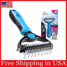 Pat Your Pet Deshedding Brush - Double-sided Undercoat Rake For Dogs &