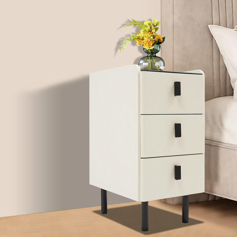 Mesita de noche inteligente con cajón, mesita de noche estrecha con luces LED + carga Foto 2 de 4