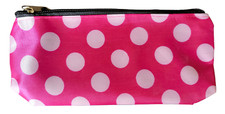 Portable Zipper Makeup Cosmetic Pouch Toiletry Bag - New - Dark Pink w/ Lt Pink