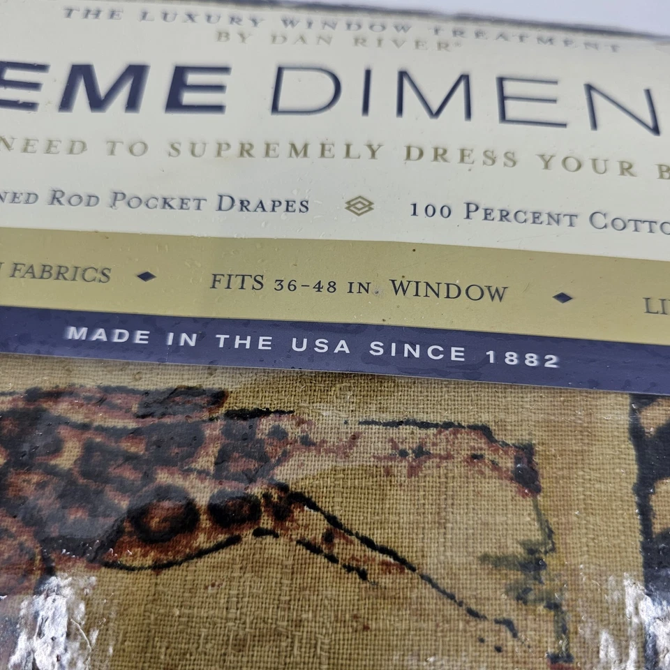 Cortinas vintage cubiertas de ventanas jirafa cortinas africanas hechas en EE. UU. ajuste 36"-48" Foto 3 de 3