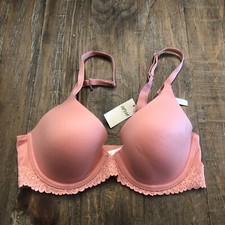 Aerie Women's Sunnie Full Coverage Lightly Lined Blossom Lace Trim Bra Pink 32C