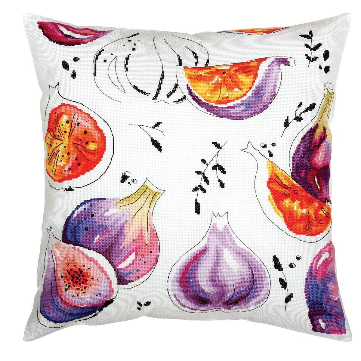 RTO counted Cross Stitch Kit cushion ""Velvety fig"" CU056, 40x40 cm, DIY