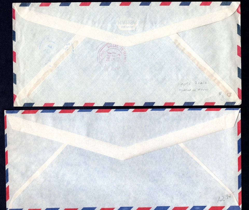 UAE AJMAN POST OFFICE 1966 TWO AIR MAIL COVERS ON REGISTERED MANAMA TO DALLAS - Image 2 of 2