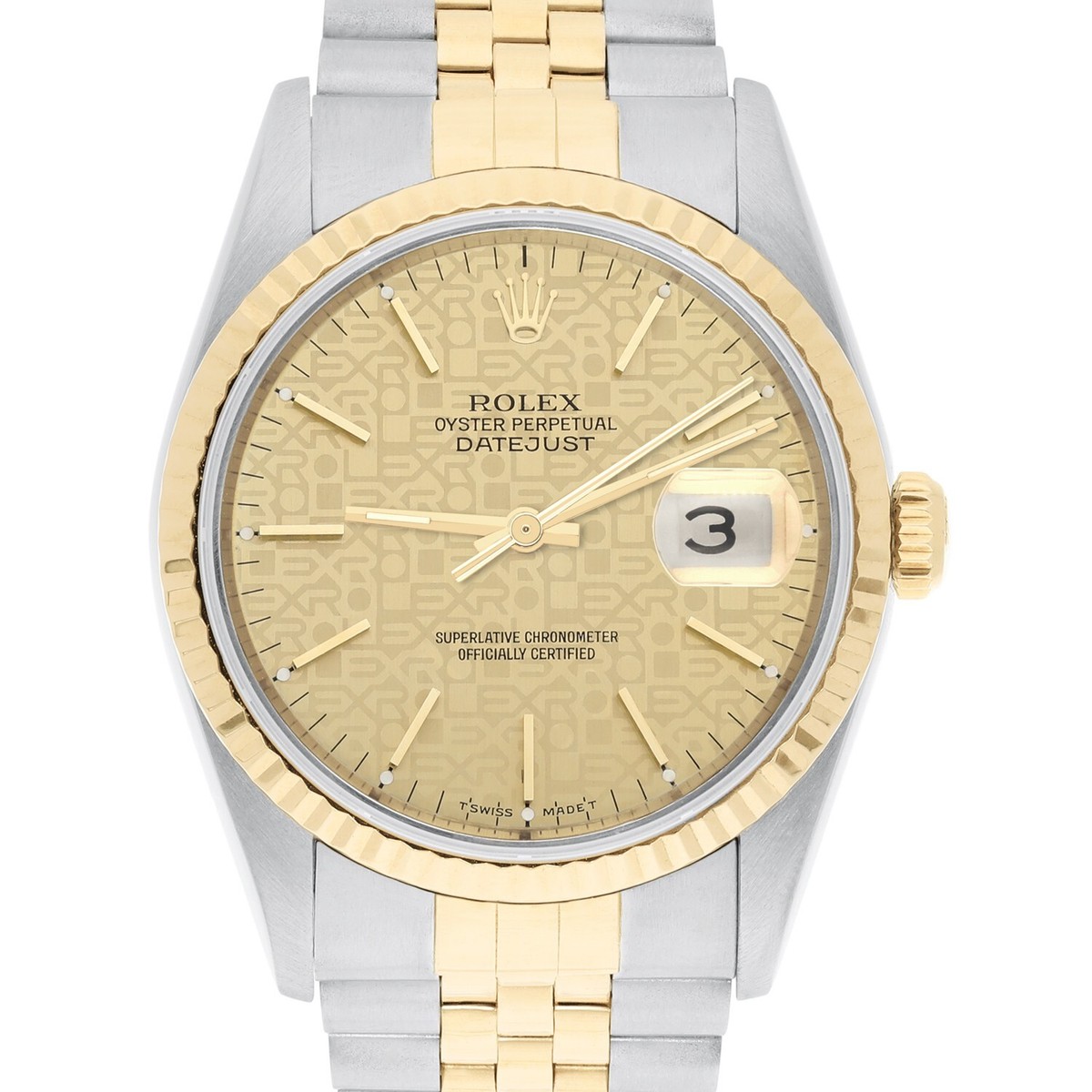 Rolex Datejust 36mm Two Tone Champagne Logo Dial Jubilee