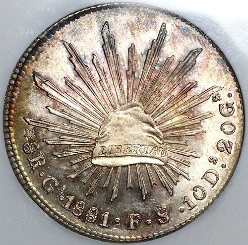1881-Ga NGC MS 64 Mexico 8 Reales Guadalajara Vintage Holder POP 4/2 (24051402C) - Picture 2 of 7
