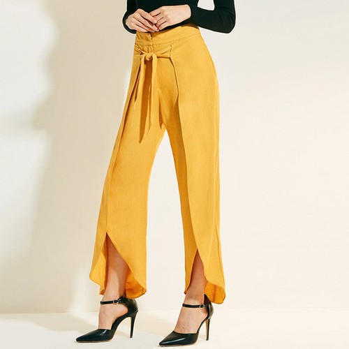Eleganti raffinati pantaloni donna slim sportivi acqua alta giallo morbidi  6159 | eBay