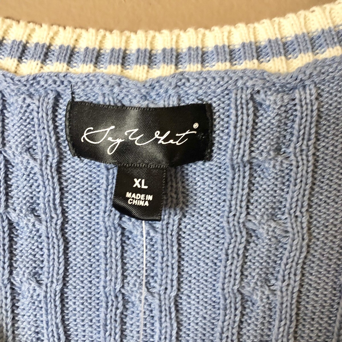 Say What cropped Cable Knit Striped Sweater Vest Blue White Say What cropped Cable Knit Striped Sweater Vest Blue White