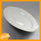 vintage old white gold Porcelain China Oval Egg Fish Serving Dish Platter Plate