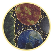 Serenity Prayer One Day at A Time Jesus Gold Plated Coin