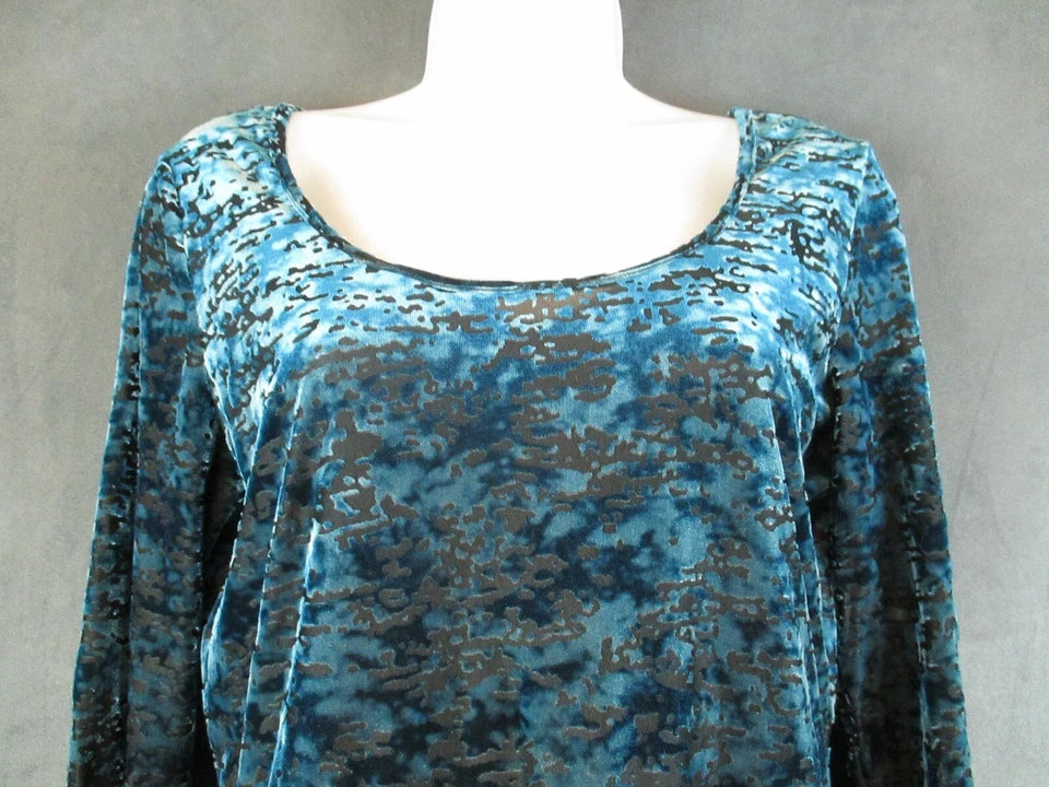 Babydoll Decree Top Juniors Grande Azul Terciopelo Burnout Elástico Y2K Foto 2 de 4