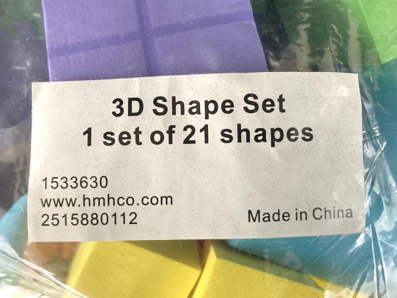Lot of 21 hmh 3d shape set manipulative foam learning tools good