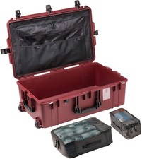 Oxblood  Black Pelican 1595 Air case with combo lid pouch. Travel Version.
