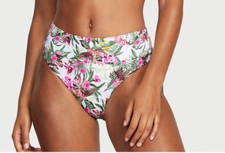 NWT VICTORIA'S SECRET Banded Mid Rise Bikini Swim Bottom Palm Print Large