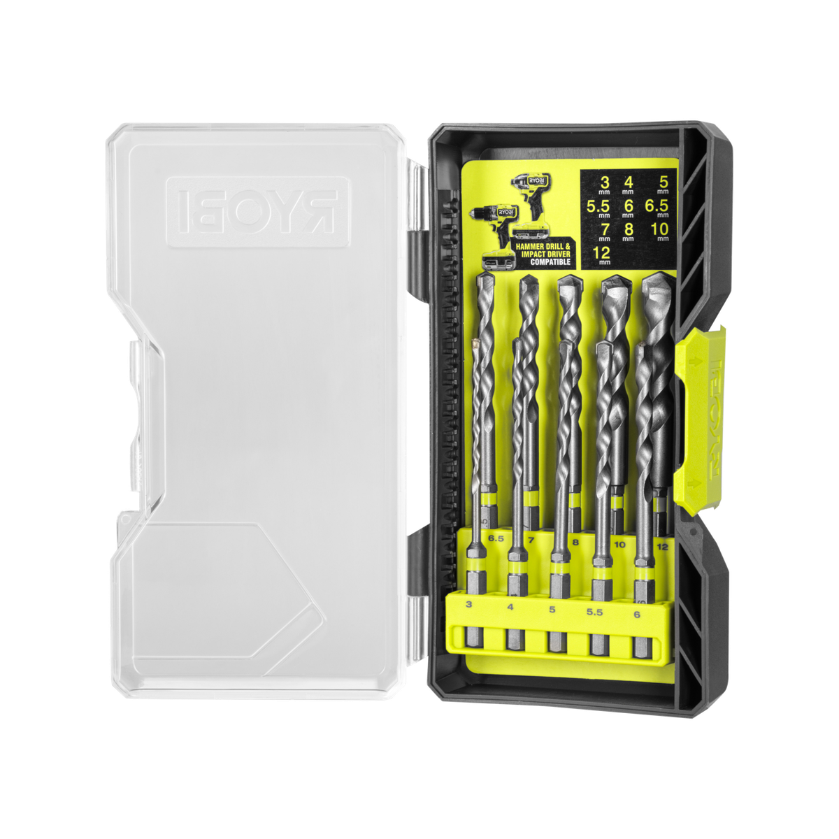 Ryobi 10 Piece Masonry Drill Bit Set Workshop Power Tool