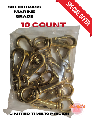 #ad 3 1 4 Solid brass swivel snap boat hook 5 8quot; eye marine grade wide mouth SWL 80 $34.50