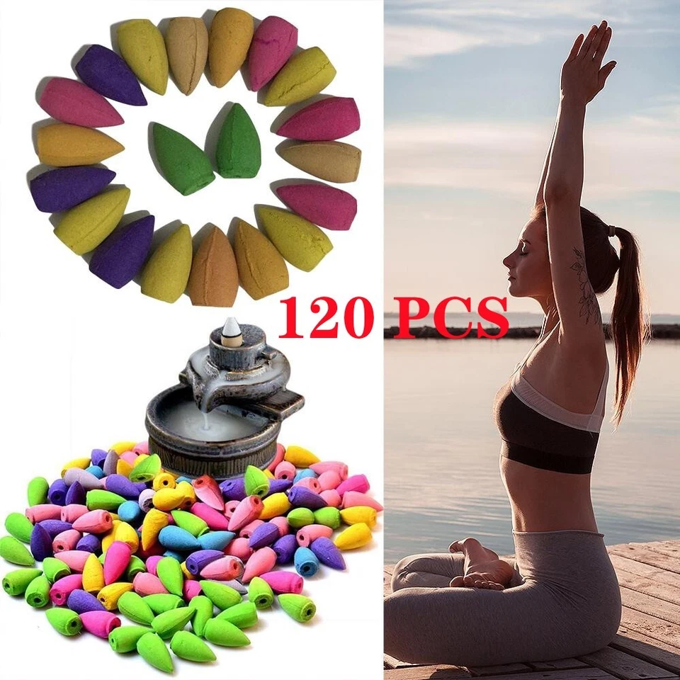 120PCS Incense Burner Cones Backflow Smoke Waterfall Censer Holder Bullet USA - Image 3 of 4