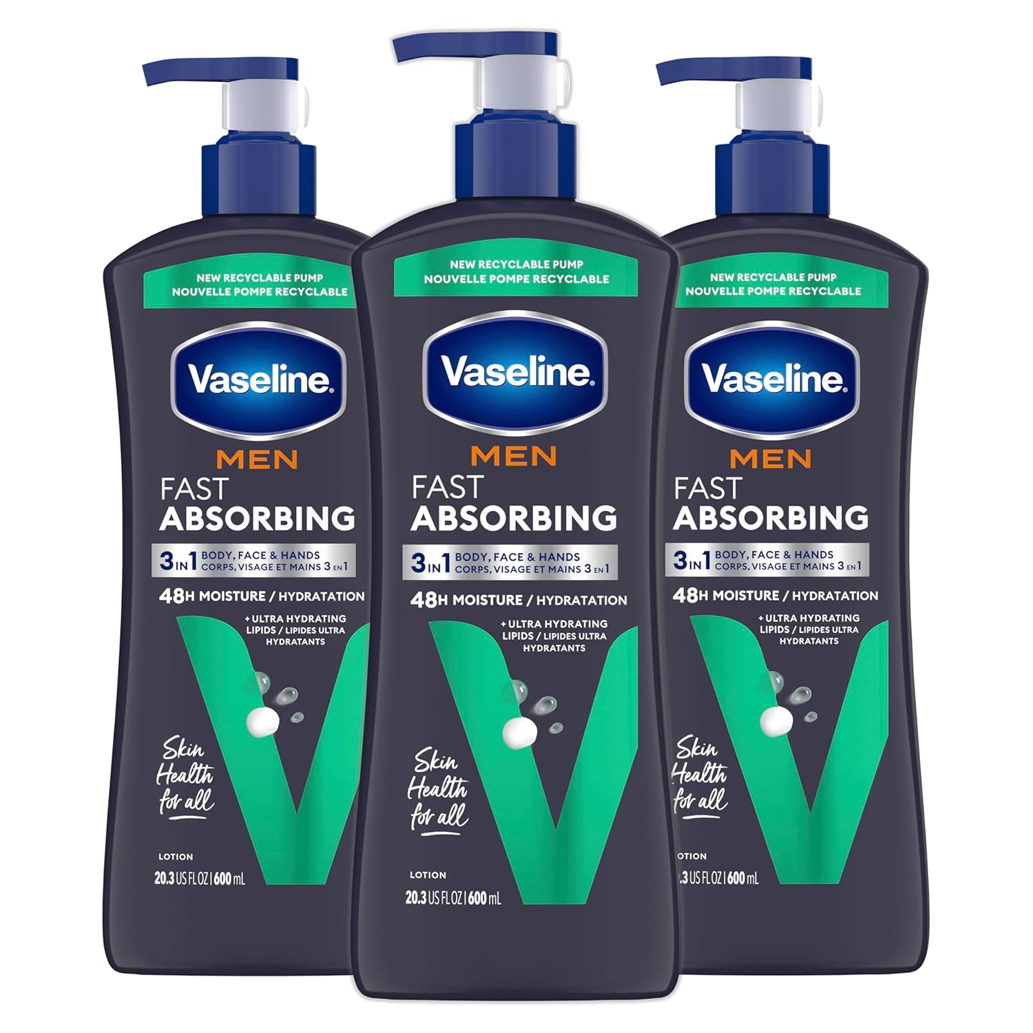 Vaseline Men's Fast-Absorbing Healing Moisture Lotion for Dry Cracked Skin