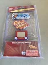 World's Smallest Classic Game ETCH A SKETCH Red Mini Actually Works Free Ship