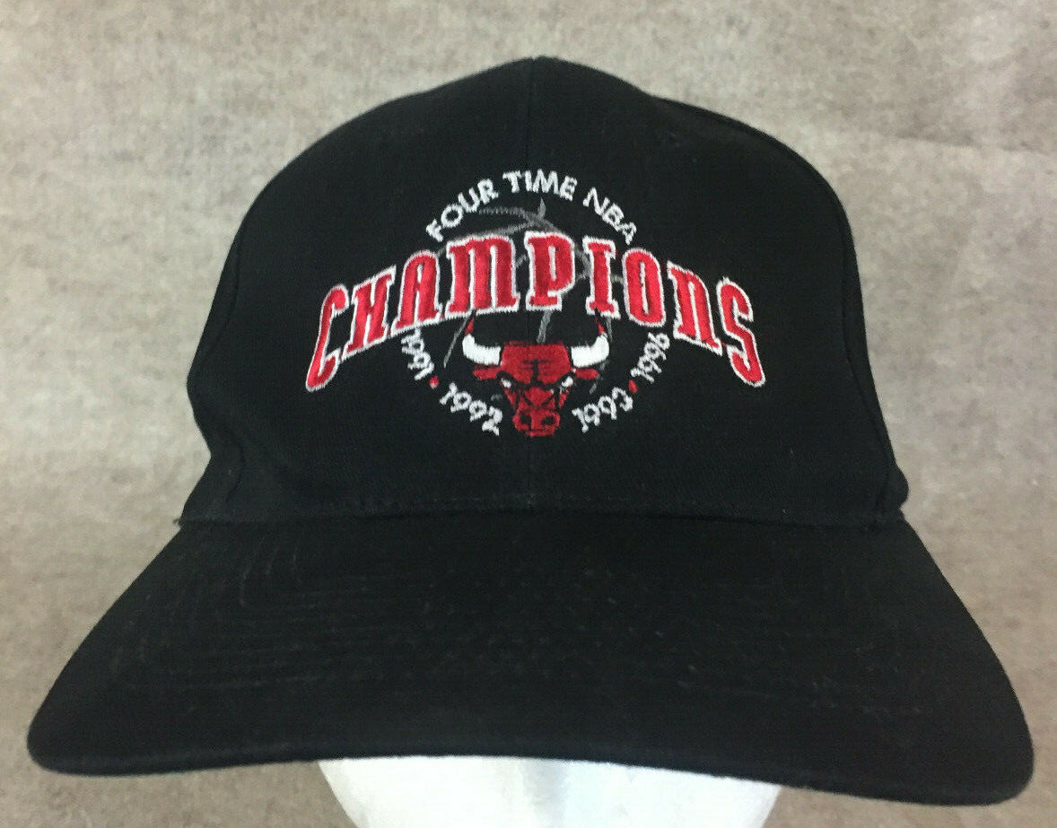 Vtg Chicago Bulls 4 Time NBA Champion 91 92 93 96 Snapback Hat | eBay
