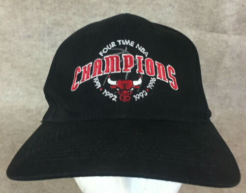 Vtg Chicago Bulls 4 Time NBA Champion 91 92 93 96 Snapback Hat - Picture 2 of 11