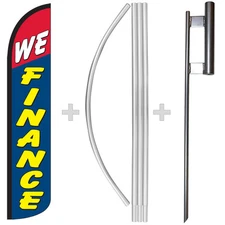 We Finance 15' Tall Windless Swooper Feather Banner Flag & Pole Kit