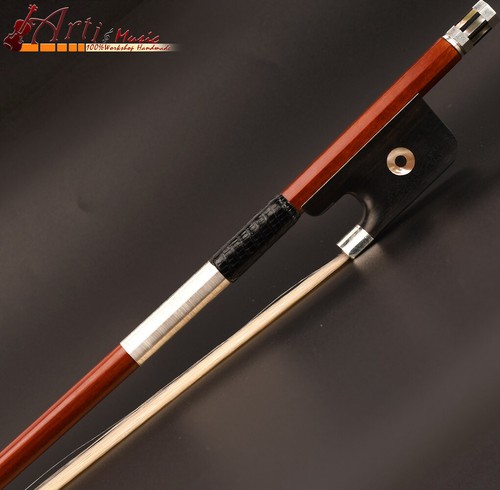 E.Sartory Copy Master Pernambuco Cello Bow 3/4 Ebony Ring Frog Silver Part Stiff - Imagen 3 de 7