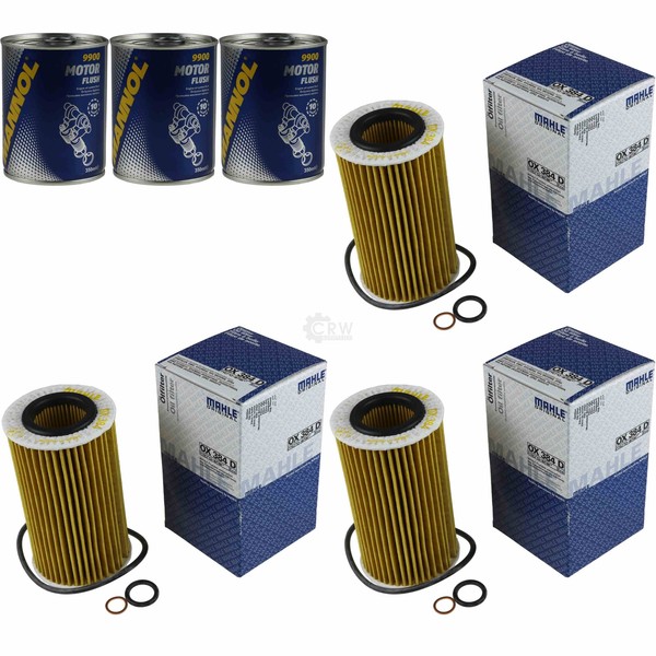 3X Original Mahle / Knecht ÖLfilter OX 384D + 3X SCT Motor Flush MotorspüLung-image