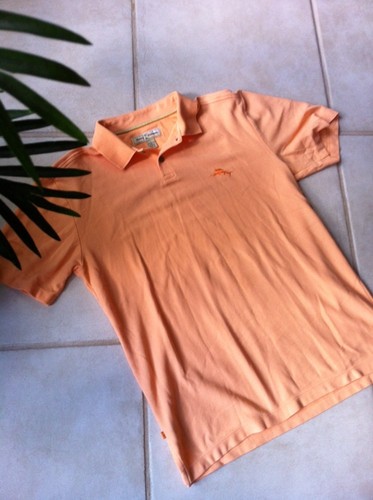 Tommy Bahama Mens Polo Shirt L Orange Cotton Marlin Logo - 第 1/4 張圖片