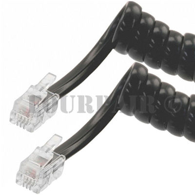 25ft Telephone Handset Receiver Cord Phone Curly Coil Cable 4P4C RJ22 - Black