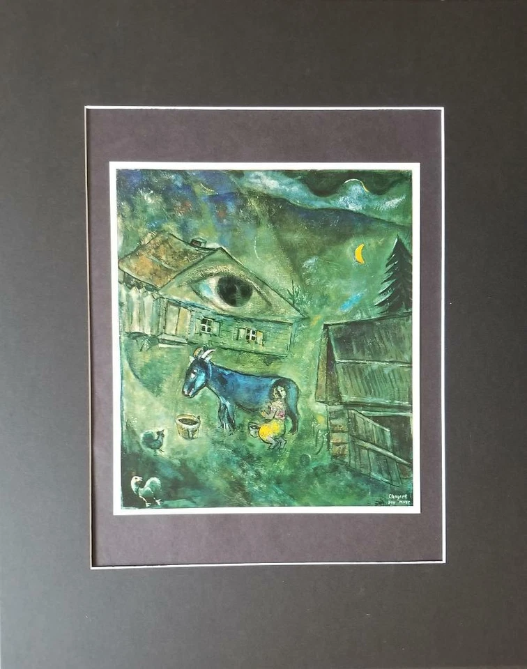 Litografía offset montada Marc Chagall La casa con ojos verdes 1969 edición limitada Foto 2 de 3
