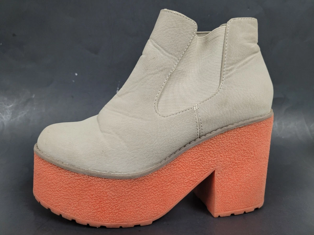 ASOS Public Desire Fuzzy chunky heeled ankle boot Orange Women s