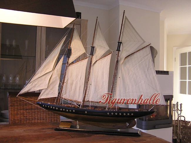 SEGELBOOT SEGELSCHIFF MODELL SEGELYACHT HOLZ MARITIM STANDMODELL SCHIFF DEKO NEU - Bild 2 von 4