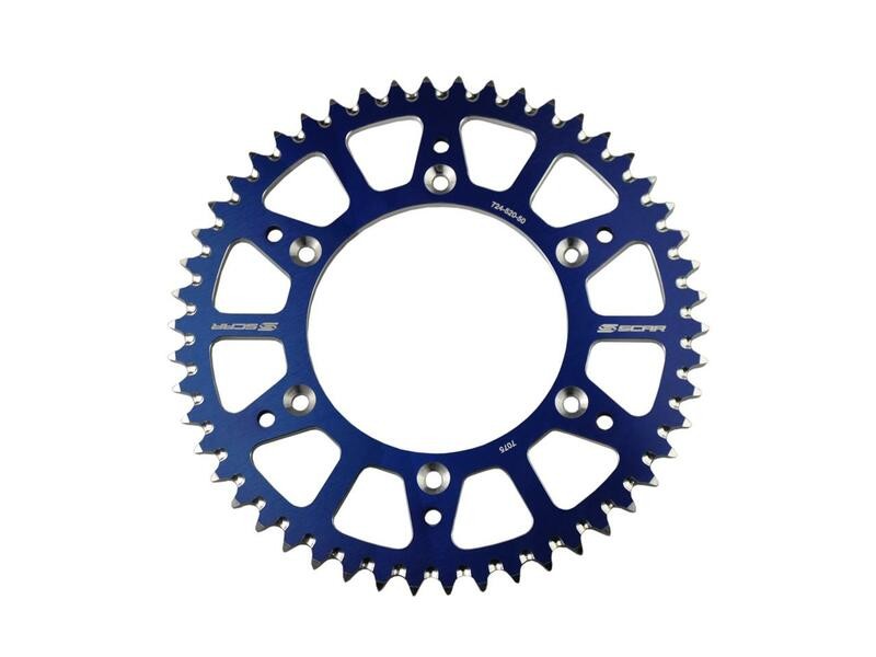 Couronne SCAR Aluminium Standard 428 bleue pour transmission de moto cross