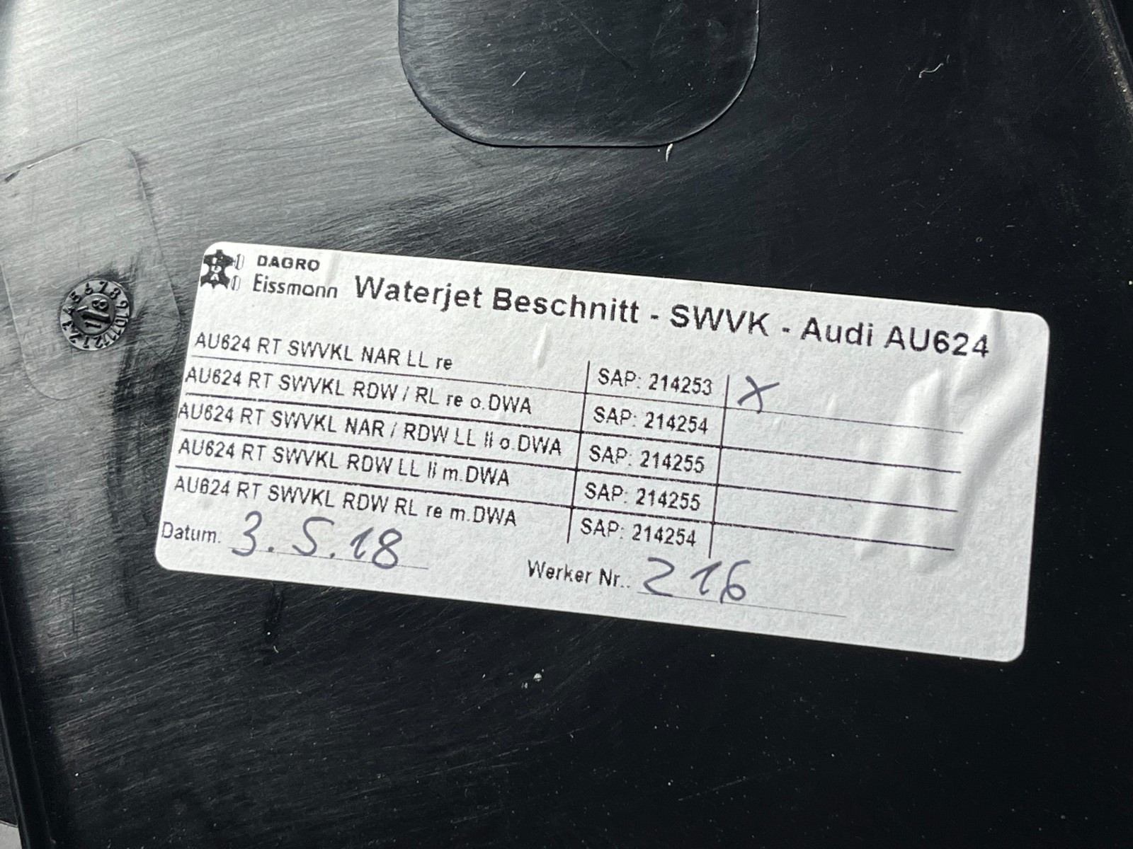 Audi R8 2016-2024 Rear Right Quarter panel trim