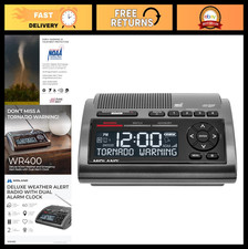 NOAA Emergency Weather Radio Deluxe - Battery Backup, Local Alerts, AM/FM Alarm
