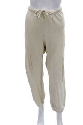 Revel New York Unisex Jogger Sweatpants Beige 100% Cotton Drawstring Size M