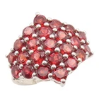 925 Sterling Silver Vintage Ring Modernist Garnet Cluster Band  Sz 7  RG36143