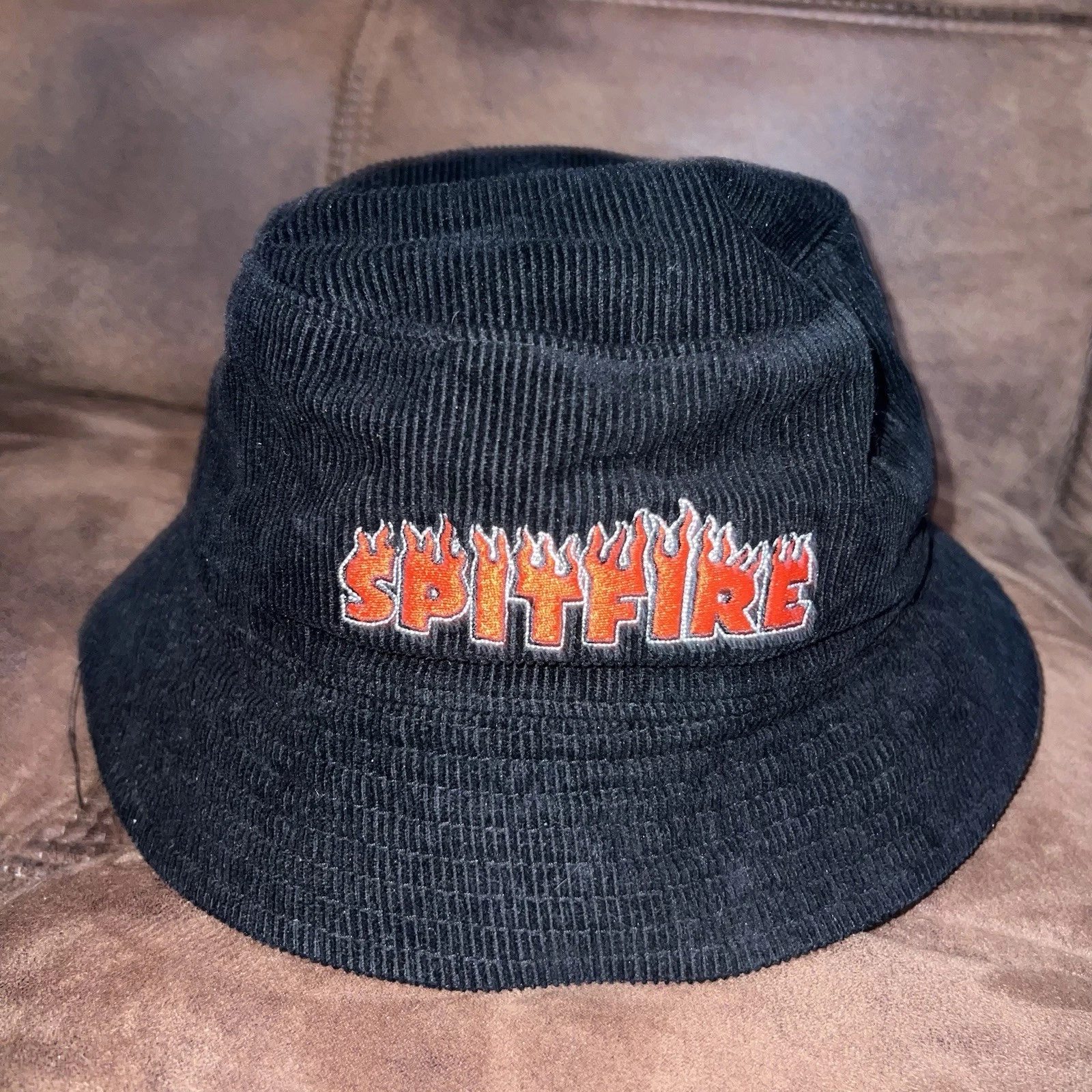 Vintage Y2k Corduroy Spitfire Bucket Hat Cap Black Skater Embroidered Snapback