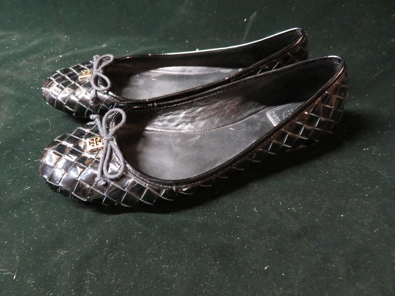 Tory Burch Prescott Braided Patent Leather Ballet Flats Sz 9 M Great Cond.!