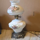 Vintage Floral Milk Glass Hurricane Lamp