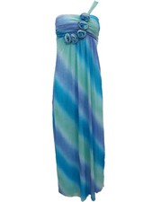 Junior Womens Green Blue Ombre Glitter Cocktail Evening Party Dress Size 5