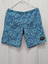 Vintage 90s Gecko Hawaii Swim Trunks Mens Medium Floral Elastic Waist Drawstring