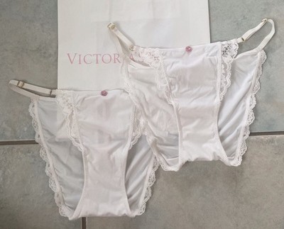 2x Victoria s Secret Slip Cheeky Panty Bikini Weiß S Spitze Neu